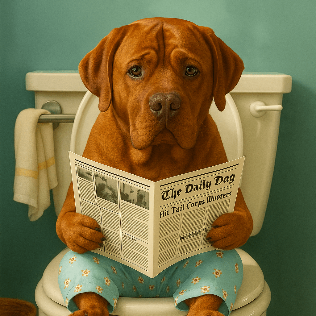 Humor Huisdier Portret - Blauwe Toilet