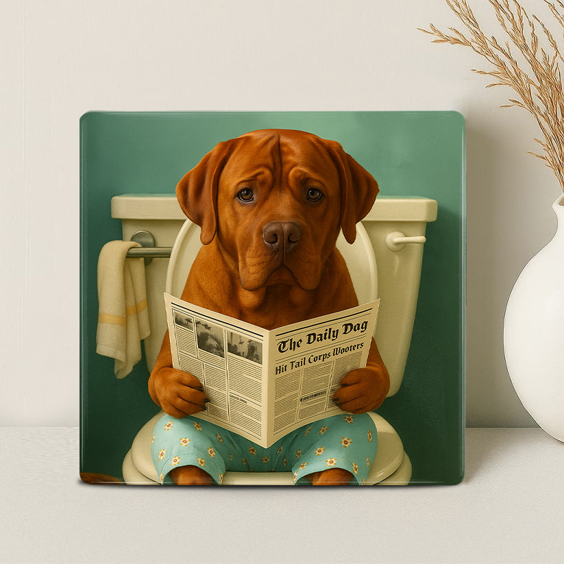 Humor Huisdier Portret - Blauwe Toilet