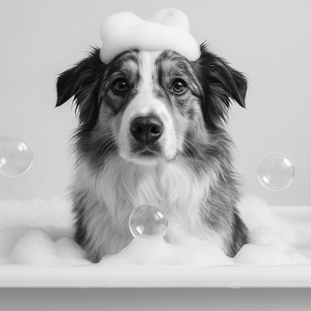 Humor Huisdier Portret Zwart Wit Serie - Bad