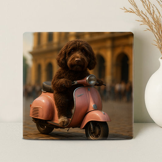 Humor Huisdier Portret - Roze Scooter