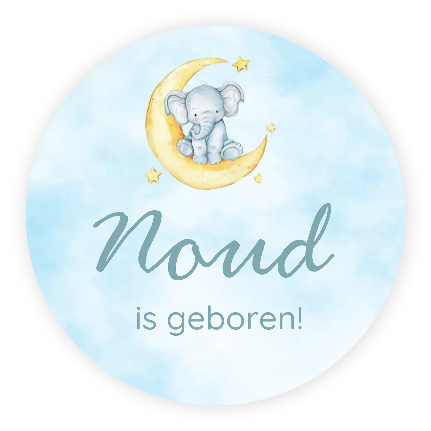 Raamsticker geboorte baby - Olifantje op de maan