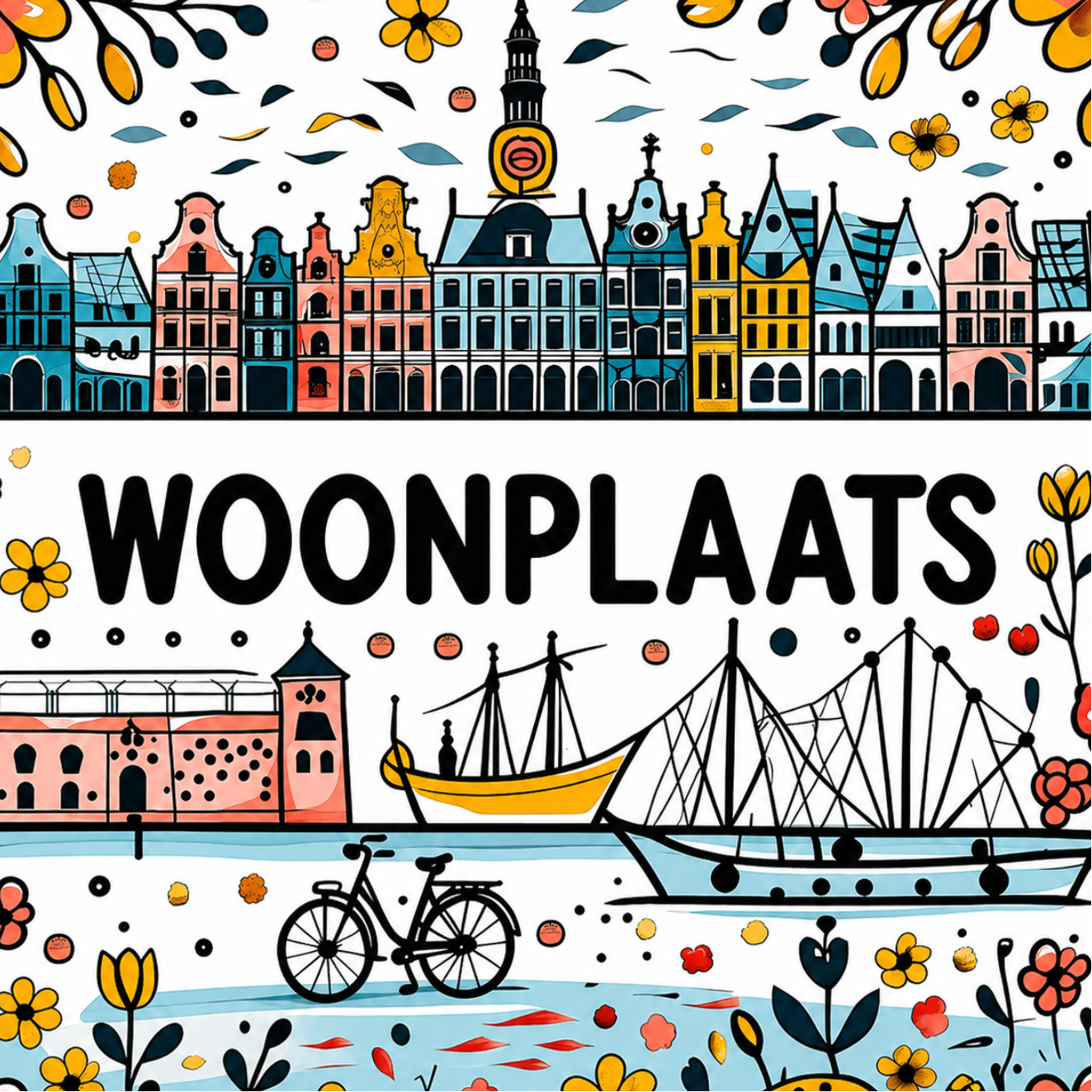 Kleuren tegeltjes bedrukt met jouw dorp of stadsnaam. Stadstegeltjes cadeau voor haar of hem.