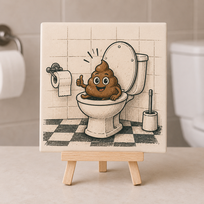 Decoratie tegeltje met humor, perfect cadeau voor op het toilet of wc.