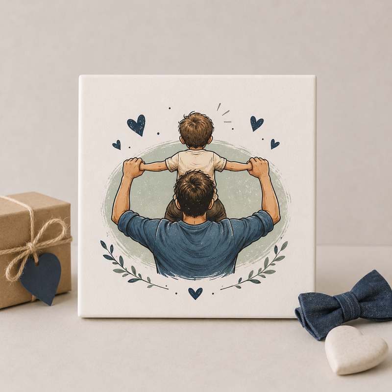 Vaderdag collectie tegeltjes met leuke teksten, gepersonaliseerd en op maat gemaakt.