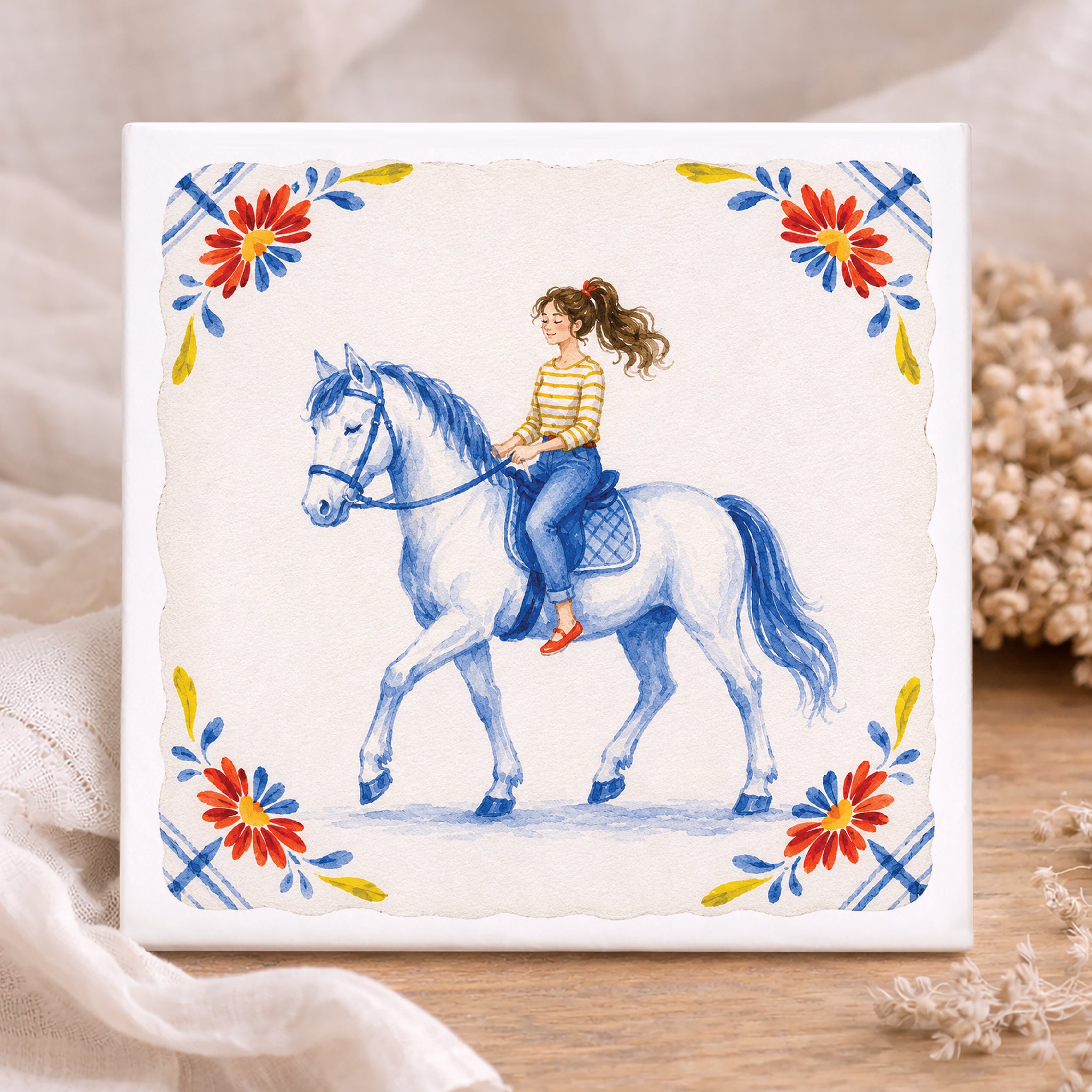 Tegel - Meisje op Paard