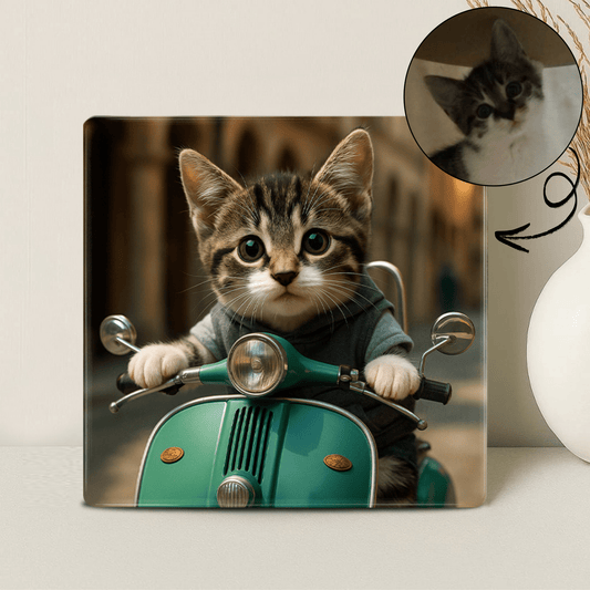 Humor Huisdier Portret - Blauwe Scooter - Printazzy