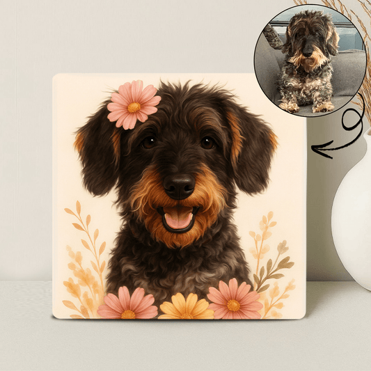Humor Huisdier Portret - Bloemen - Printazzy