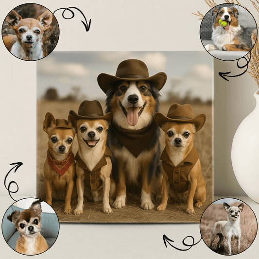 Humor Huisdier Portret - Cowboy (meertal) - Printazzy