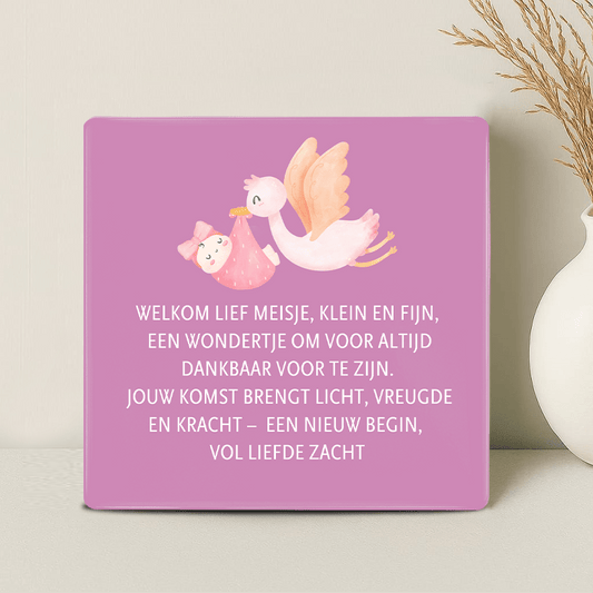Geboorte Tegel - Welkom lief meisje, klein en fijn, een wondertje om voor altijd dankbaar voor te zijn.. - Printazzy
