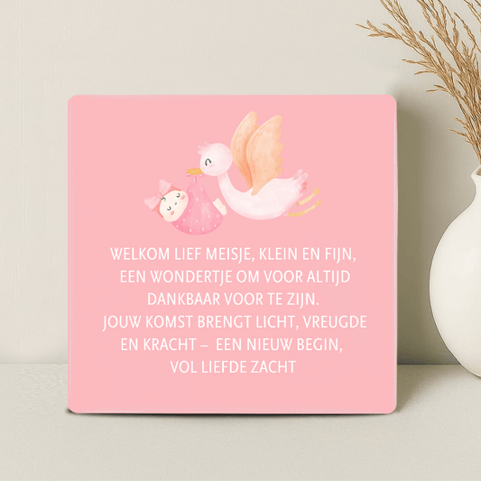 Geboorte Tegel - Welkom lief meisje, klein en fijn, een wondertje om voor altijd dankbaar voor te zijn.. - Printazzy