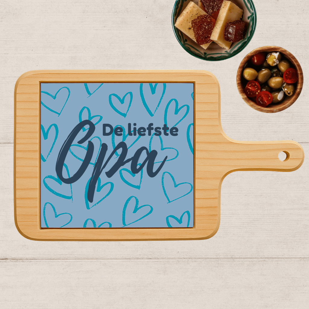 Borrelplank - De Liefste Opa Blauwe Hartjes - Printazzy