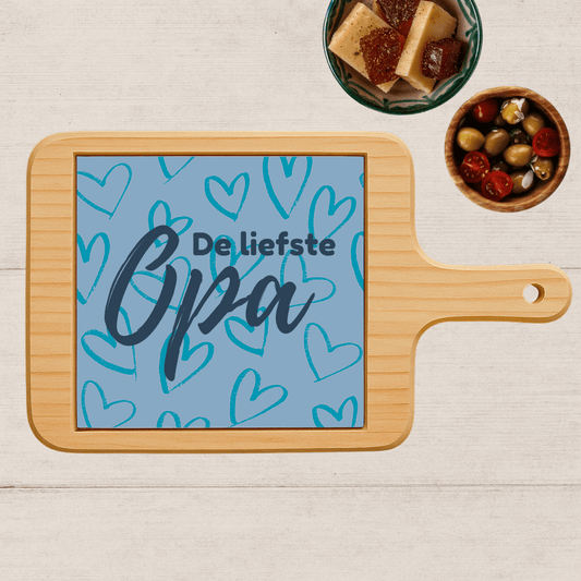 Borrelplank - De Liefste Opa Blauwe Hartjes - Printazzy
