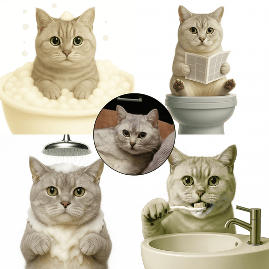 Humor Huisdier Portret Serie van vier items - Badkamer - Printazzy