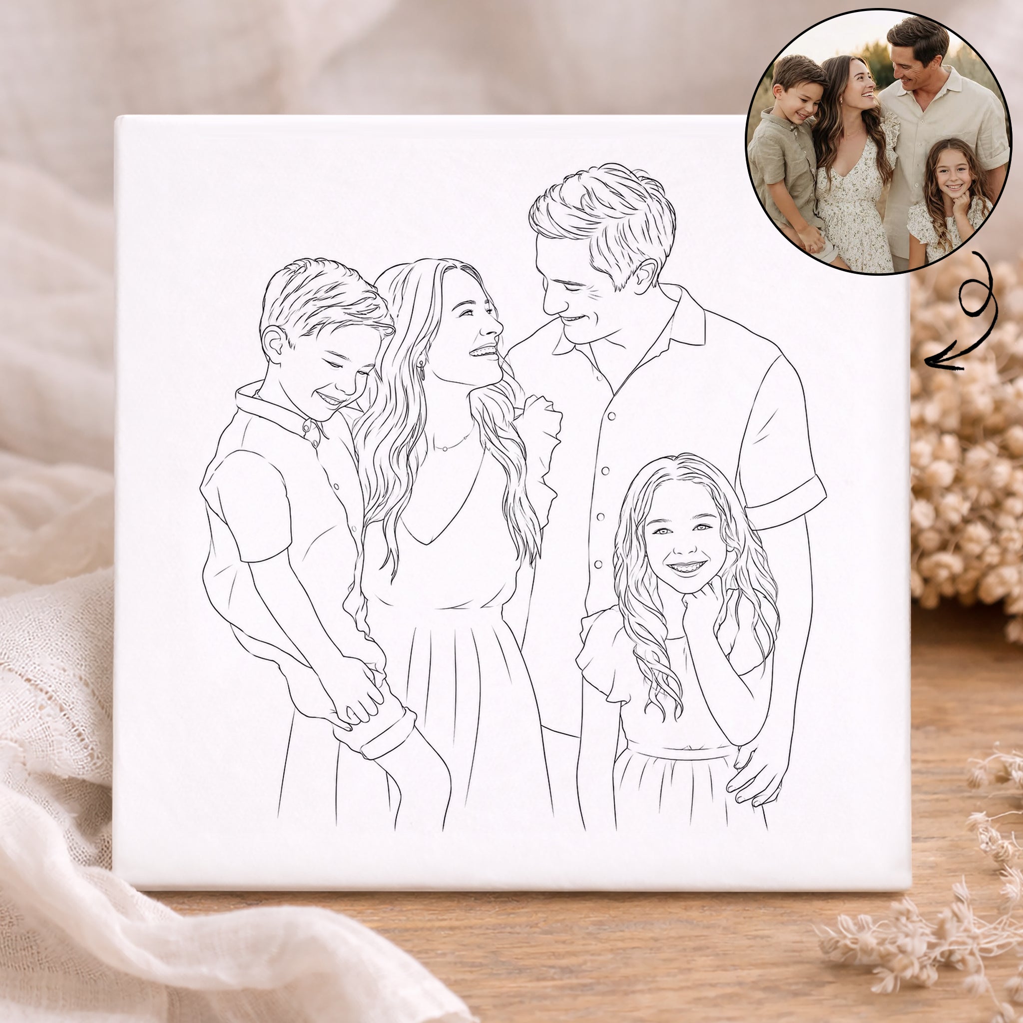 Tegel - Lijntekening Familie