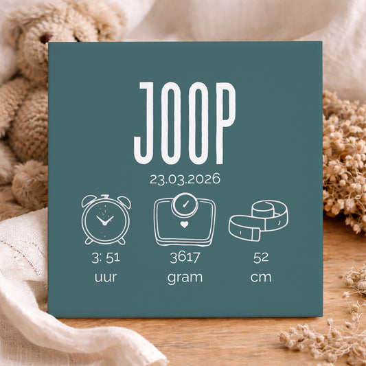 Geboorte Tegel - Gepersonaliseerd Azuur Grijs