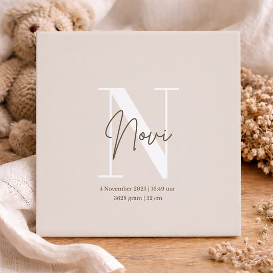 Geboorte Tegel - Gepersonaliseerd Grote letter en Naam Beige