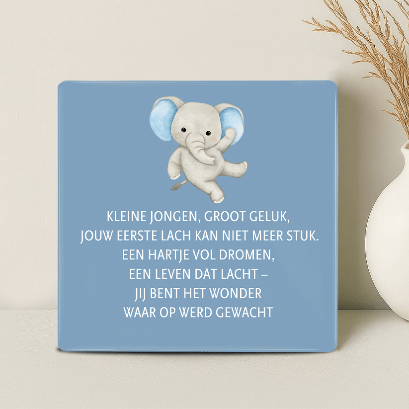 Geboorte Tegel - Kleine jongen, groot geluk, jouw eerste lach kan niet meer stuk..