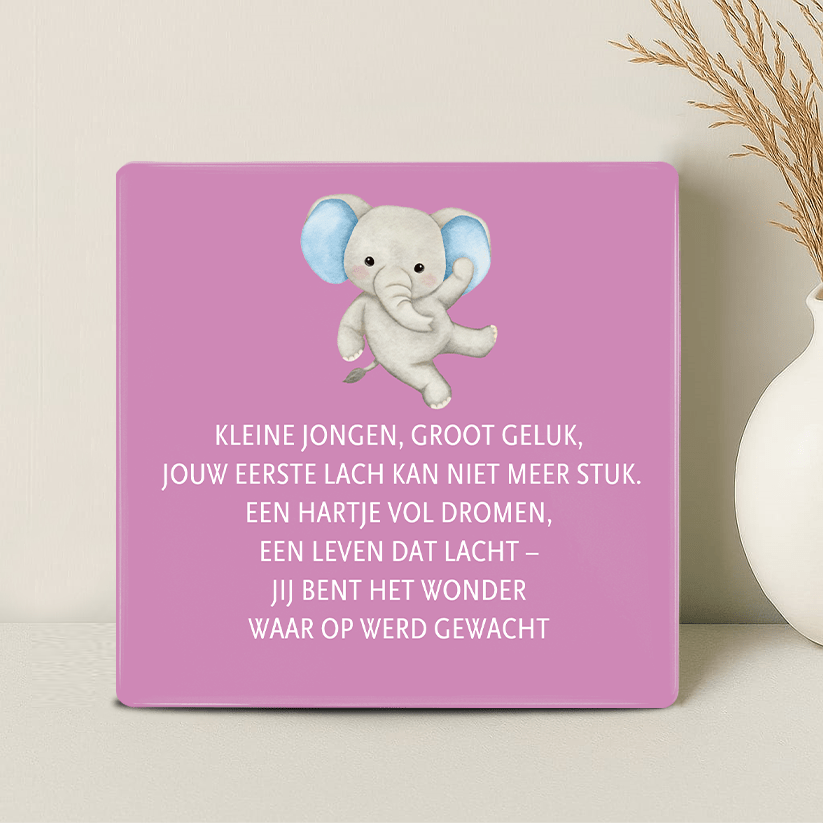 Geboorte Tegel - Kleine jongen, groot geluk, jouw eerste lach kan niet meer stuk..