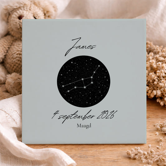 Geboorte Tegel - Sterrenbeeld Maagd Sterrenhemel Gepersonaliseerd