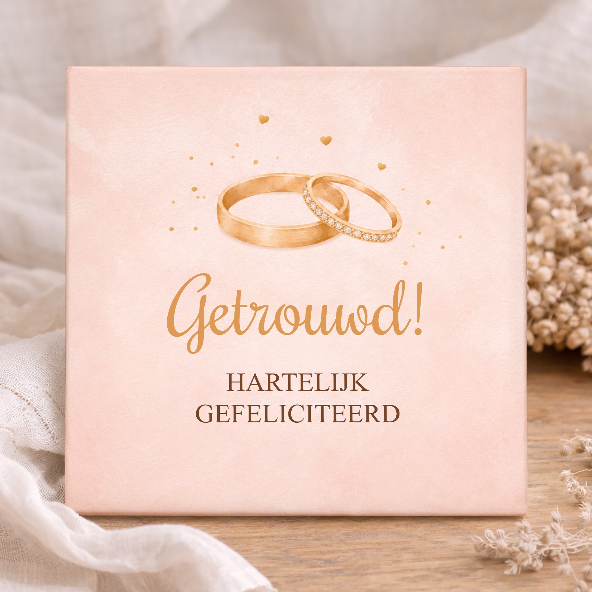 Trouwtegel - Gouden ringen