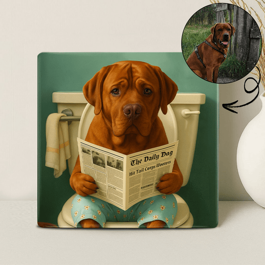 Humor Huisdier Portret - Blauwe Toilet - Printazzy