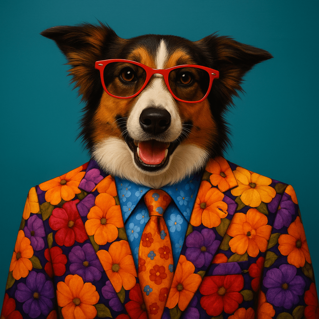 Humor Huisdier Portret - Blij in Pak - Printazzy
