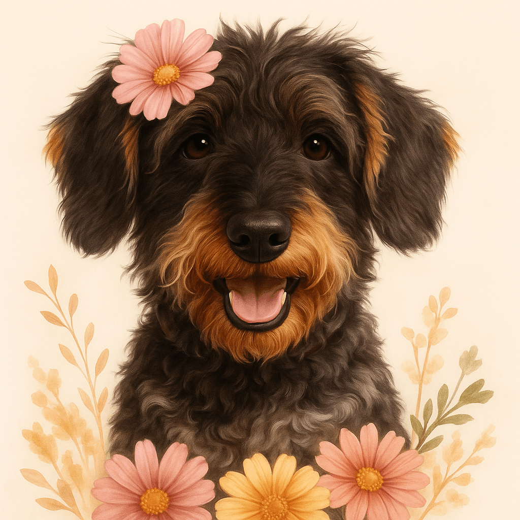 Humor Huisdier Portret - Bloemen - Printazzy