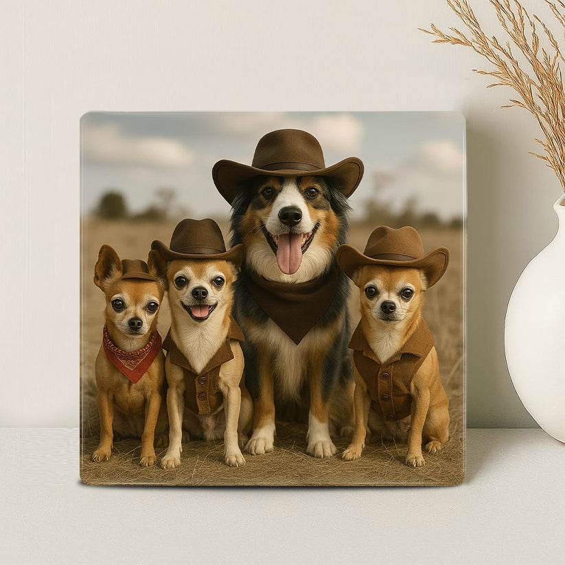 Humor Huisdier Portret - Cowboy (meertal) - Printazzy