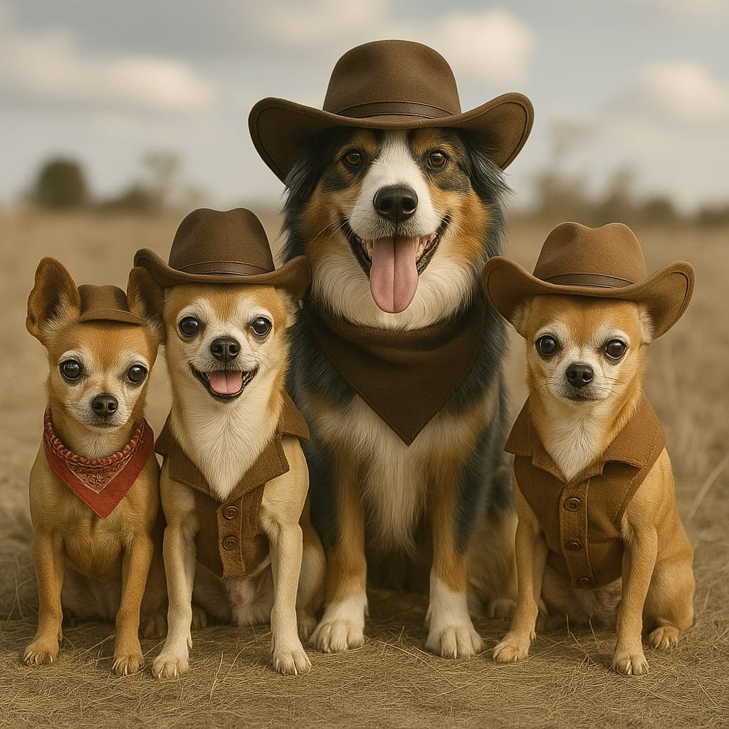 Humor Huisdier Portret - Cowboy (meertal) - Printazzy