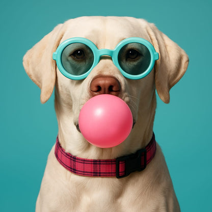 Humor Huisdier Portret - Kauwgom Blauw