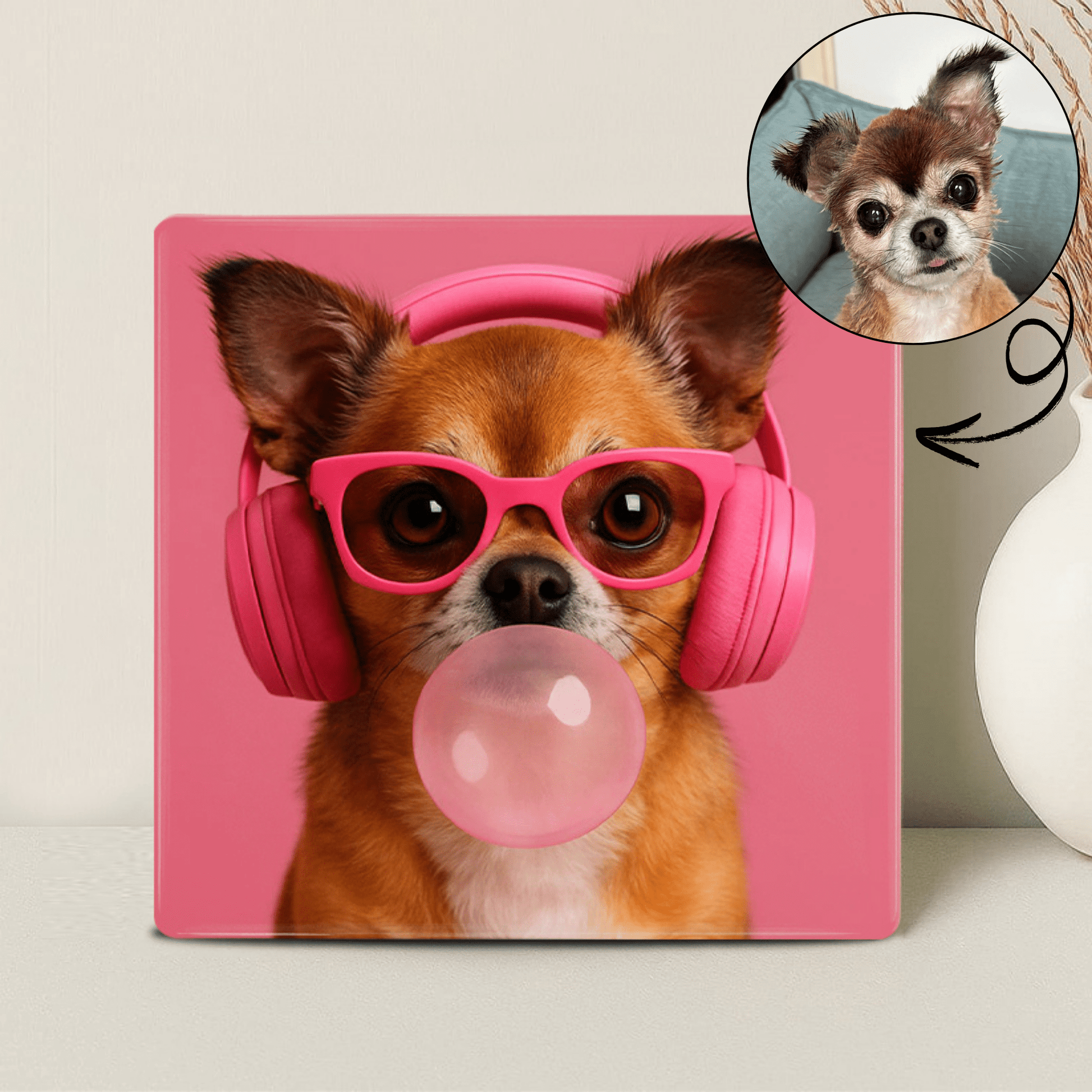 Humor Huisdier Portret - Kauwgom Roze