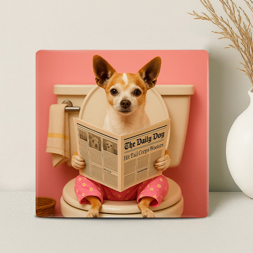 Humor Huisdier Portret - Roze Toilet - Printazzy