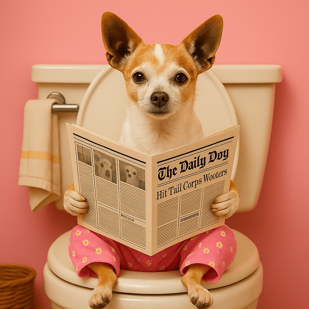 Humor Huisdier Portret - Roze Toilet - Printazzy