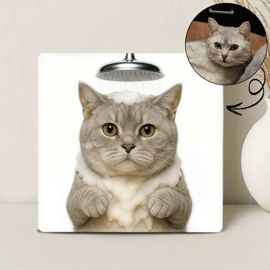 Humor Huisdier Portret Serie - Douchen - Printazzy