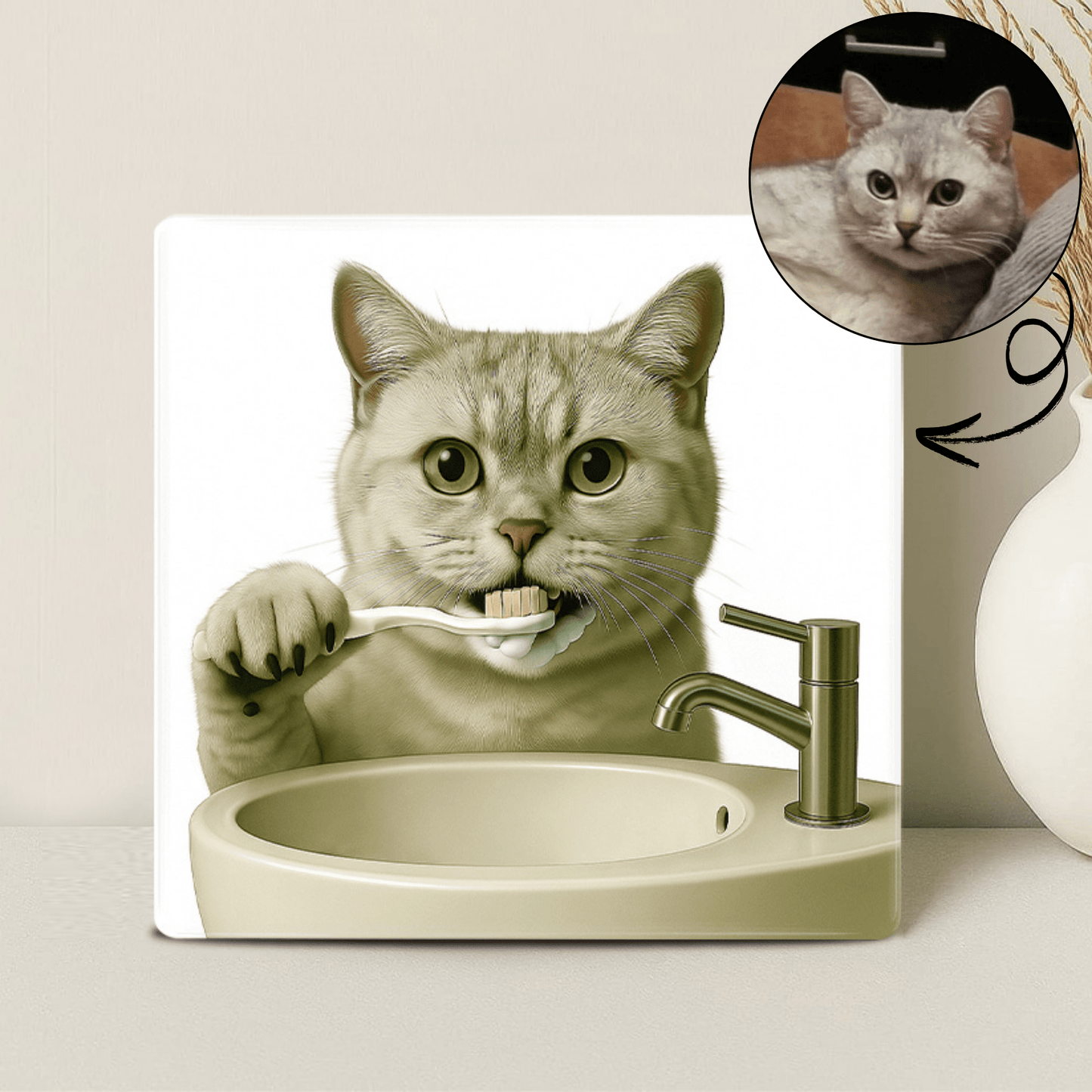 Humor Huisdier Portret Serie - Tanden Poetsen