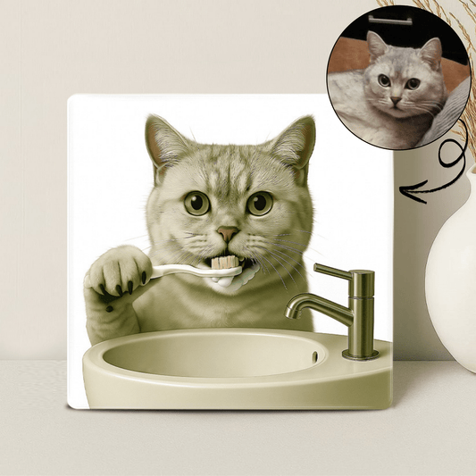 Humor Huisdier Portret Serie - Tanden Poetsen