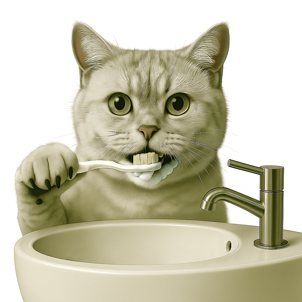 Humor Huisdier Portret Serie - Tanden Poetsen