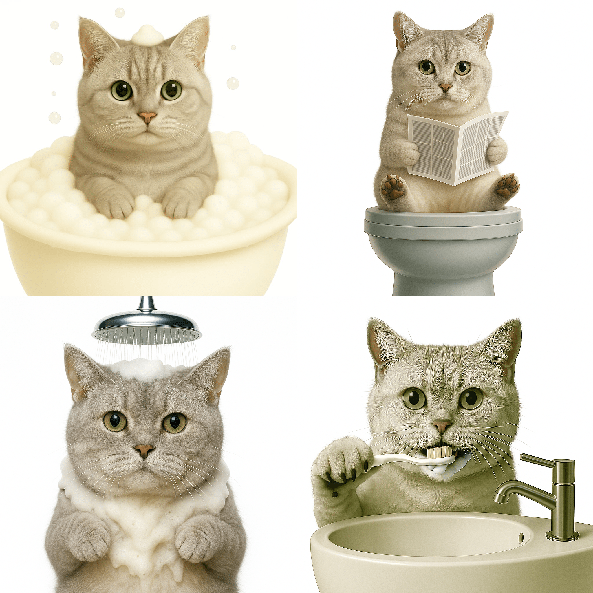 Humor Huisdier Portret Serie van vier items - Badkamer