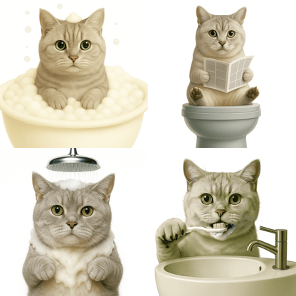 Humor Huisdier Portret Serie van vier items - Badkamer