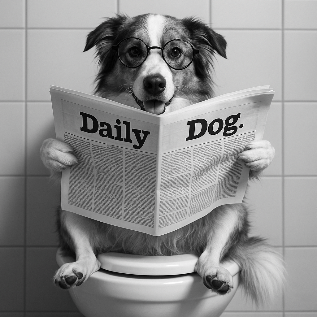 Humor Huisdier Portret Zwart Wit Serie - Toilet