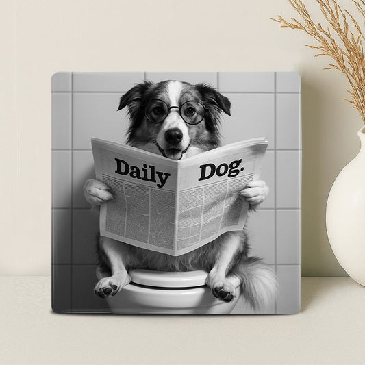 Humor Huisdier Zwart Wit Portret Serie van vier items - Badkamer - Printazzy