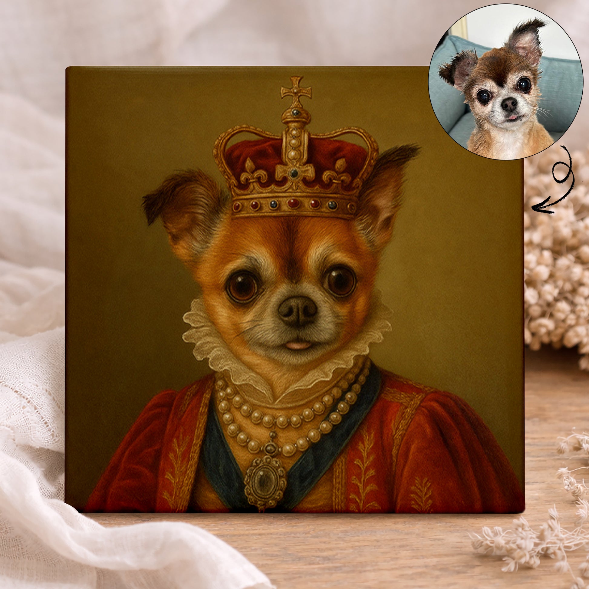 Koninklijk Huisdier Portret - Koningin Antoinette