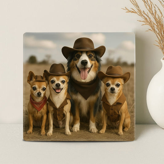 Humor Huisdier Portret - Cowboy (meertal) - Printazzy