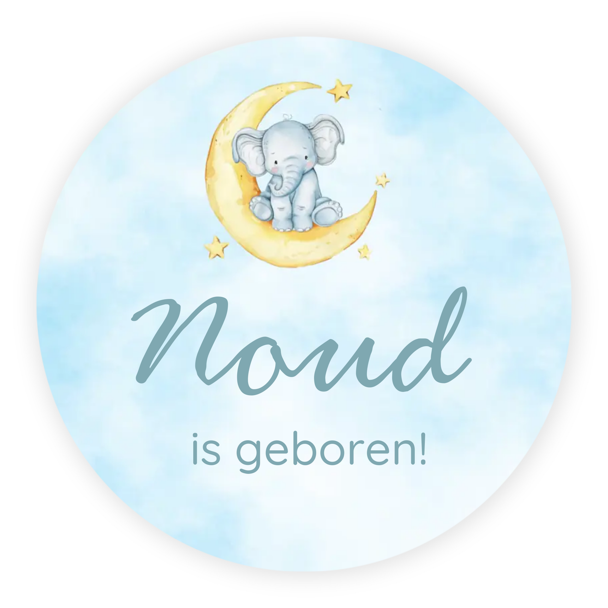 Raamsticker geboorte baby - Olifantje op de maan
