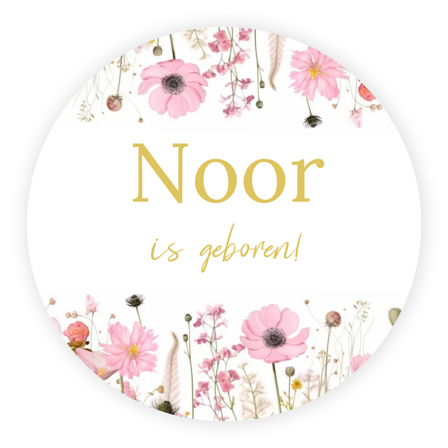 Raamsticker geboorte baby - Roze bloemen