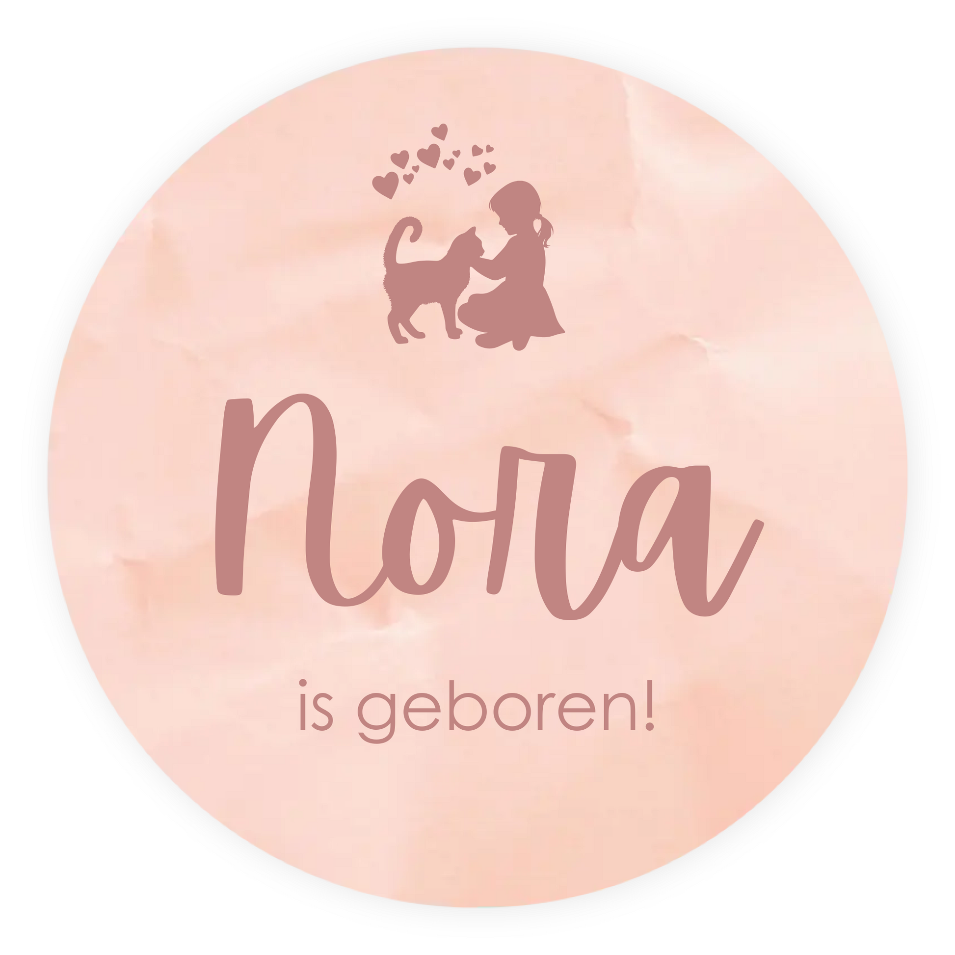 Raamsticker geboorte baby - Silhouet meisje met kat
