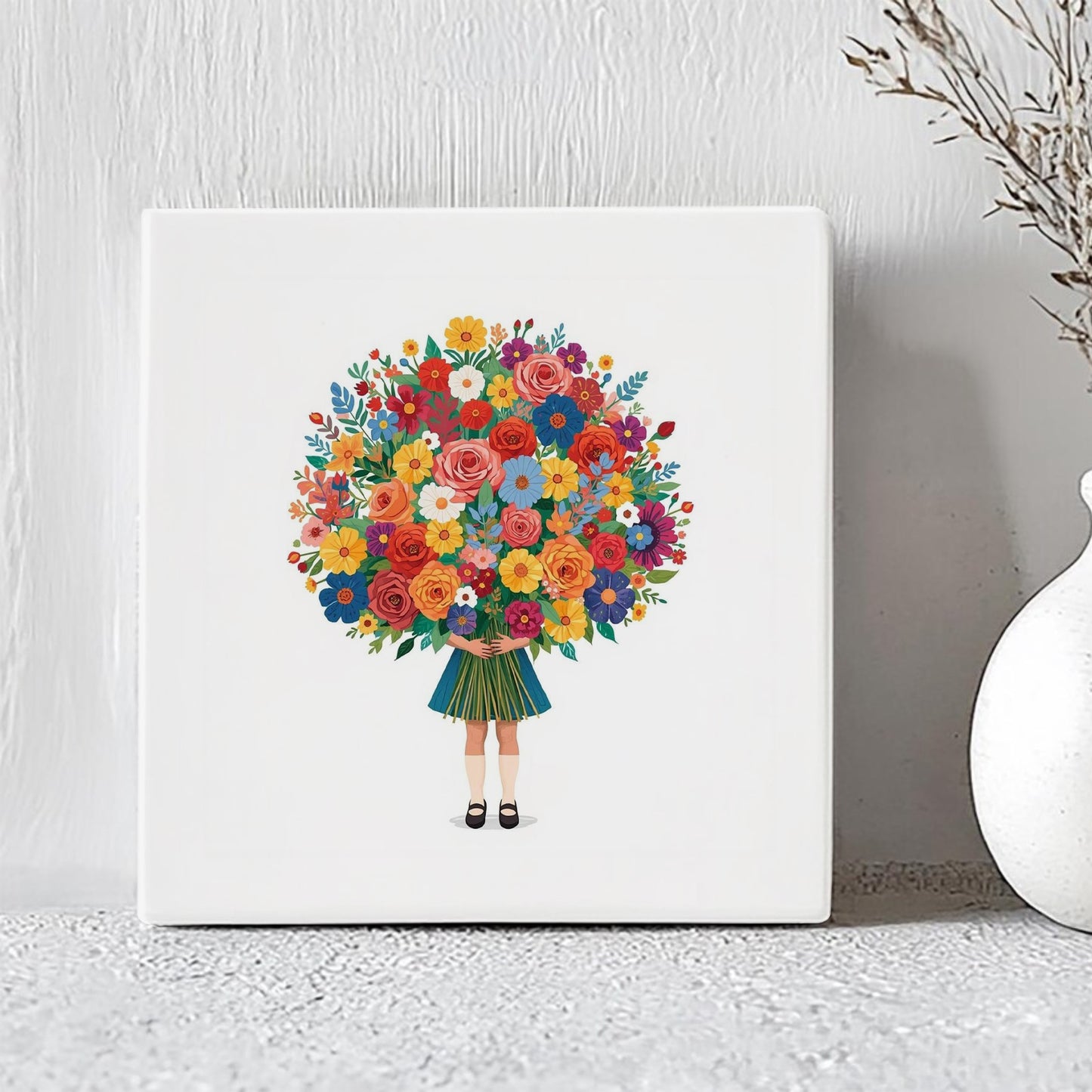 Tegel - Meisje Bos Bloemen