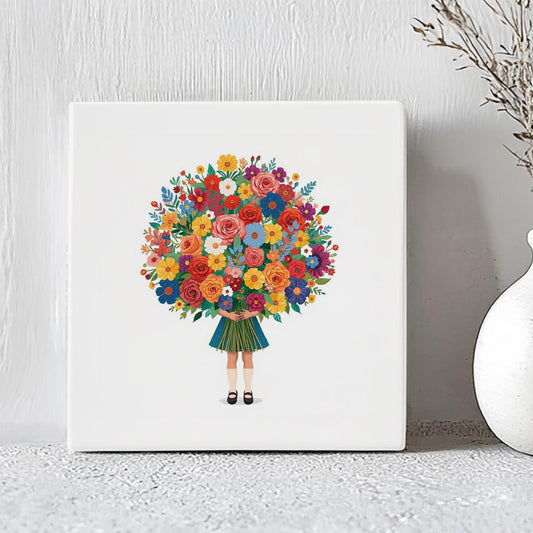 Tegel - Meisje Bos Bloemen