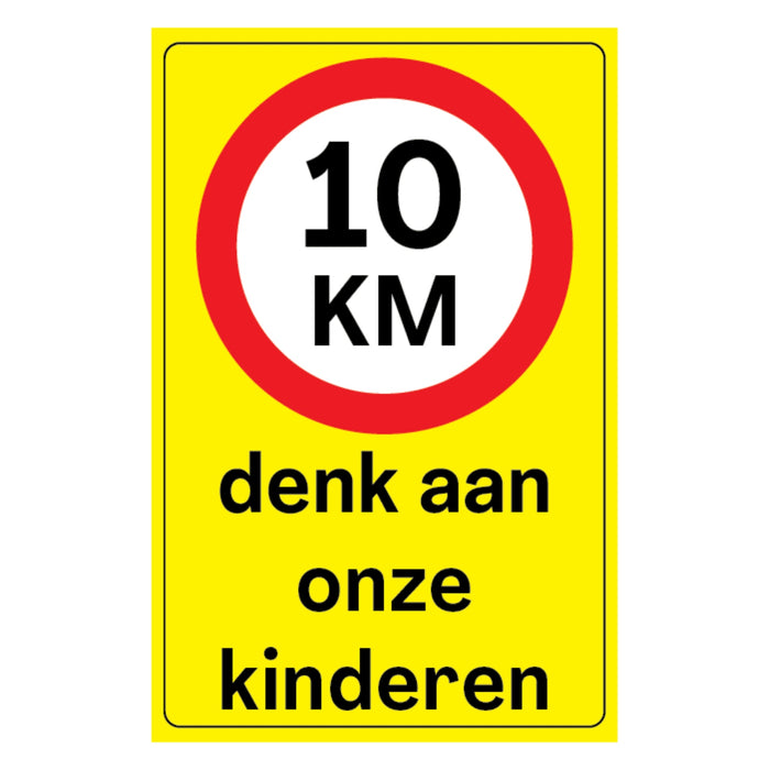 Waarschuwingsstickers 10 KM - Denk aan onze Kinderen - Veiligheid voor Kinderen