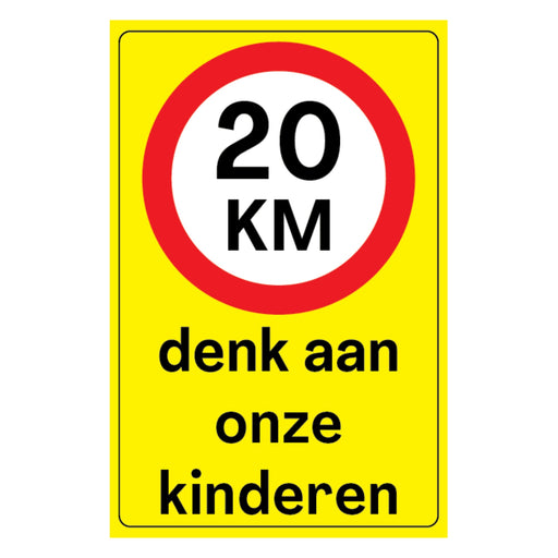 Waarschuwingsstickers 20 KM - Denk aan onze Kinderen - Veiligheid voor Kinderen